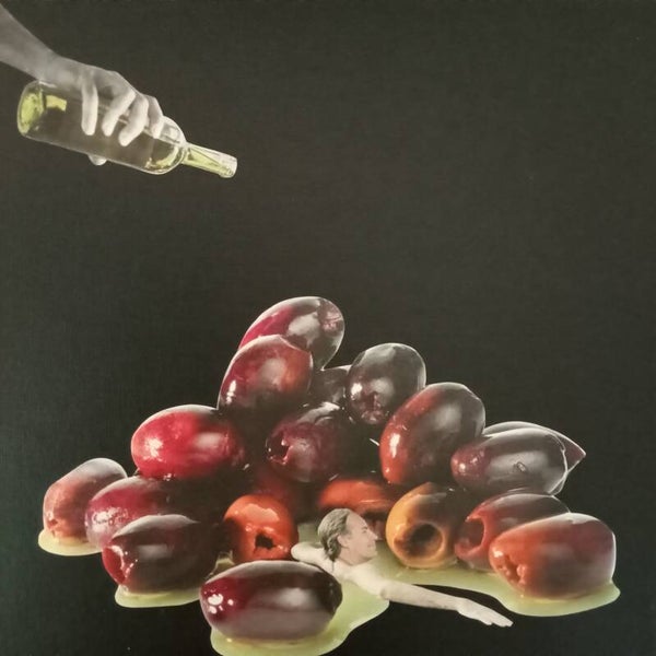 Olive oil is great for my skin (zw) 25x25x0,3 cm
