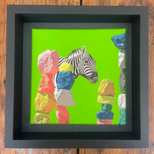 Denk niet zwart-wit 20x20x1 cm  incl lijst 25x25x6 cm