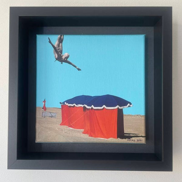 Here I come! 20x20x1 cm  incl lijst 25x25x6 cm