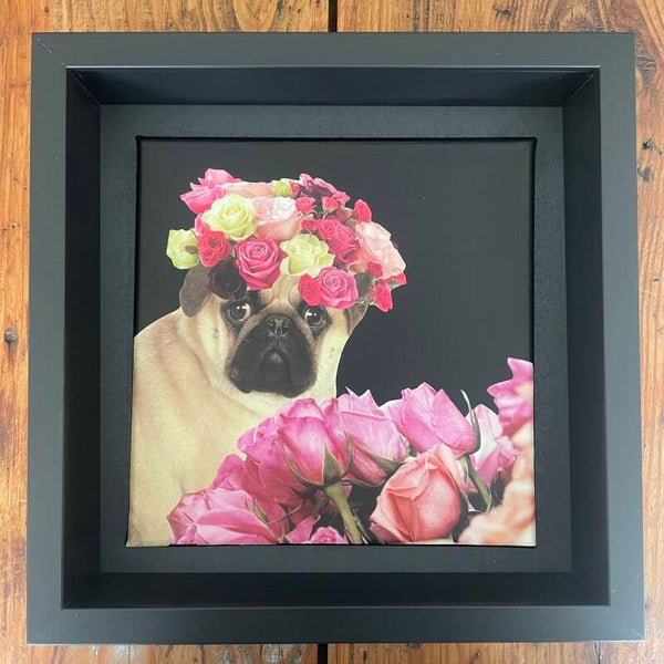 Ready for the dogwalk 20x20x1 cm (zw) incl lijst 25x25x6 cm
