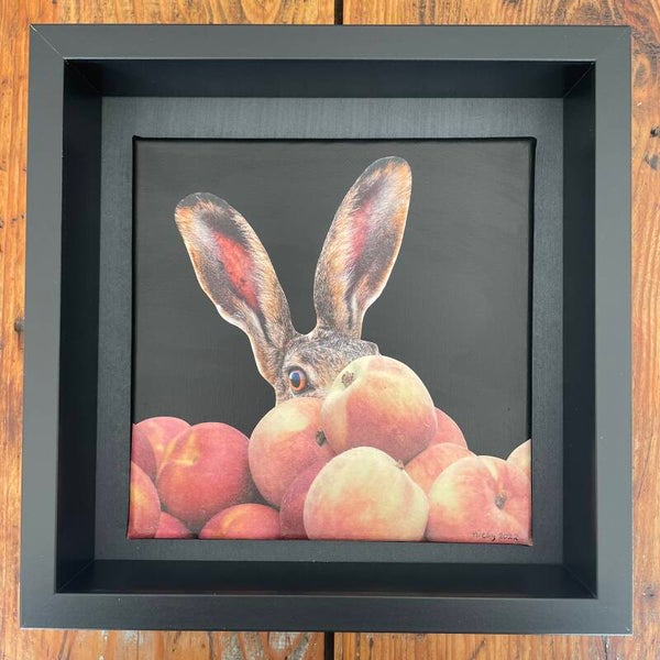Verstoppertje spelen 20x20x1 cm (zw) incl lijst 25x25x6 cm