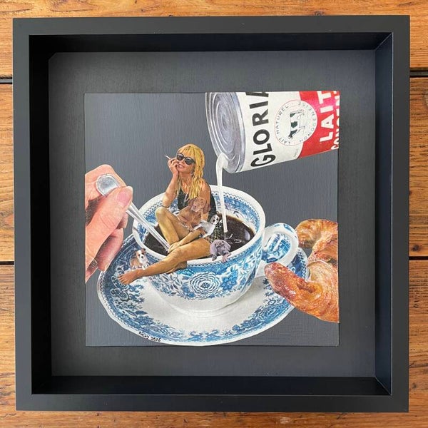 Breakfast with Brigitte 25x25x0,3 cm incl.lijst 35x35x6 cm