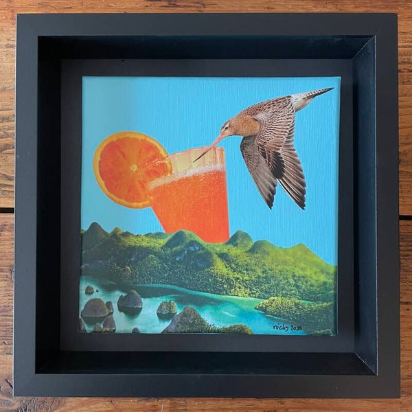 Net op tijd voor Happy Hour 20x20x1 cm incl. lijst 25x25x6 cm