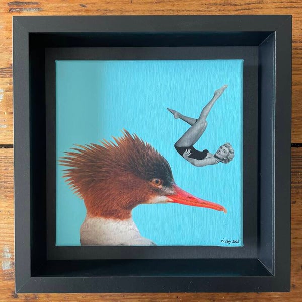 Schone schoonspringster 20x20x1 cm incl. lijst 25x25x6 cm