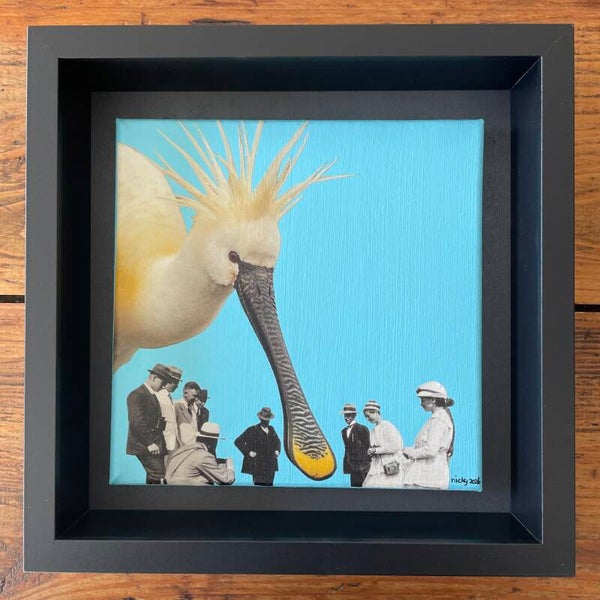 Wat ziet die lepelaar daar? 20x20x1 cm incl. 25x25x6 cm lijst