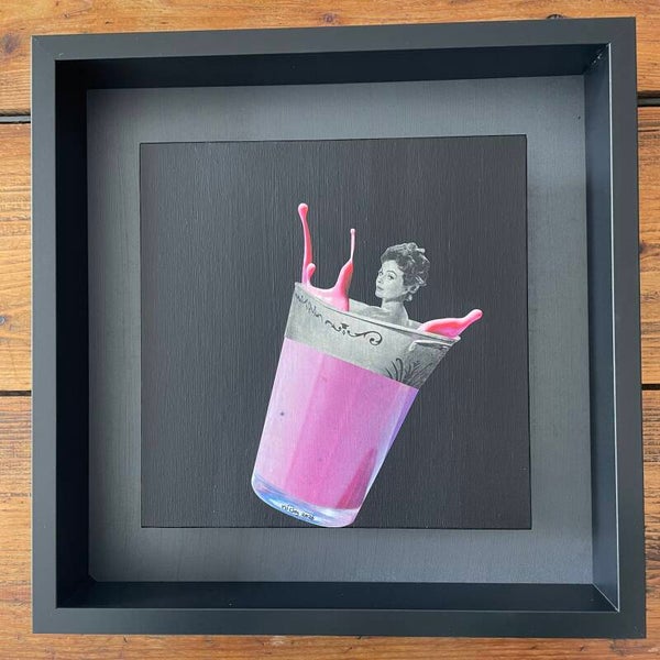 Ik Tjolk graag in bad 25x25x0,3 cm (zw) incl. lijst 35x35x6 cm