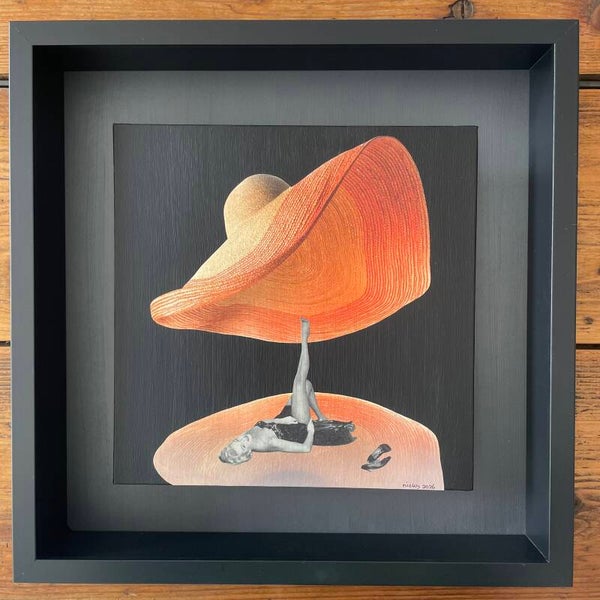 Zonnig koud kunstje 25x25x0,3 cm (zw) incl. lijst 35x35x0,3 cm