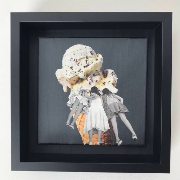 The stracciatella sisters 20x20x1 cm, incl lijst 25x25x6 cm