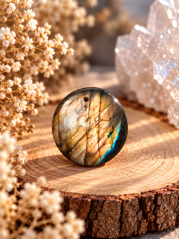 Cabochon en labradorite orange