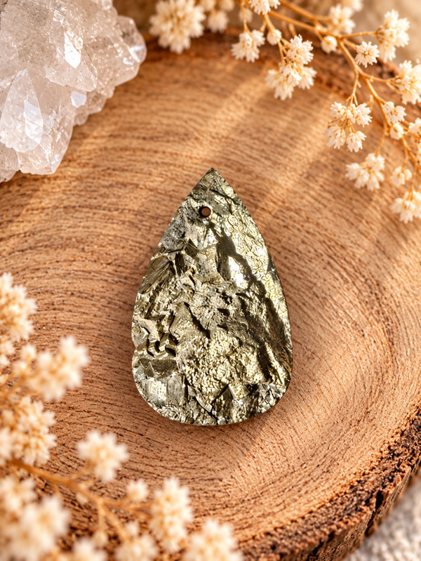 Cabochon en pyrite druzy