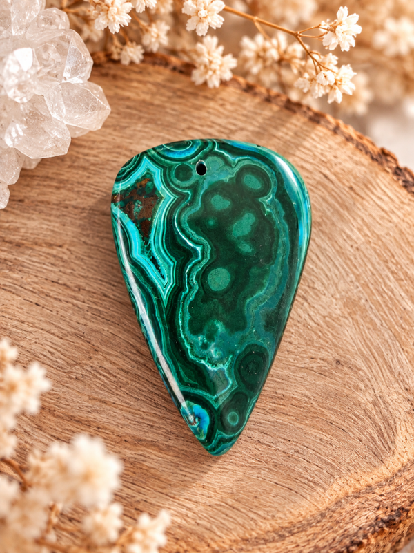 Cabochon de chrysocolle malachite