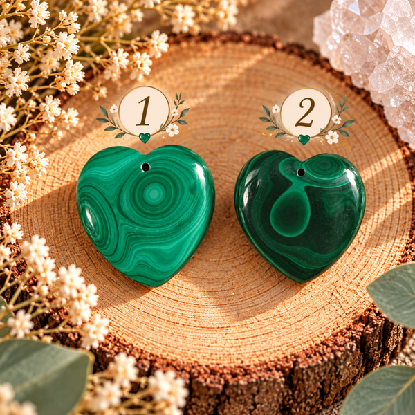 Cabochons cœurs en malachite