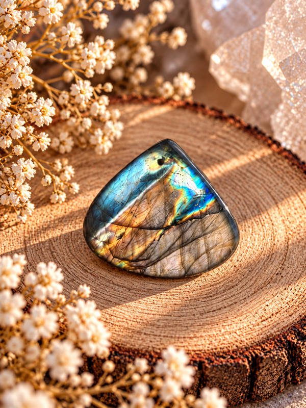 Cabochon en labradorite multicolore