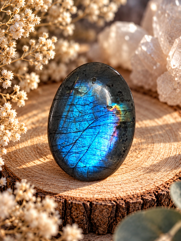 Cabochon de labradorite bleue / violette
