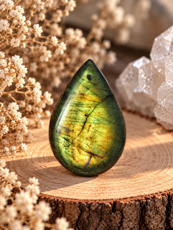 Cabochon en labradorite jaune / verte