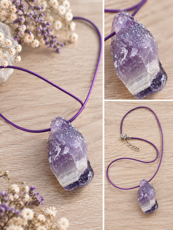 Collier en améthyste brute