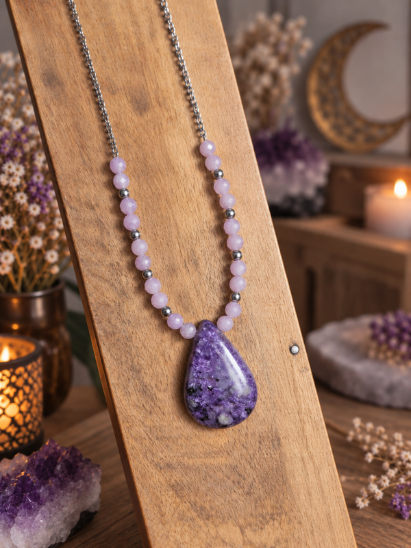 Collier ras de cou "Douceur violette"