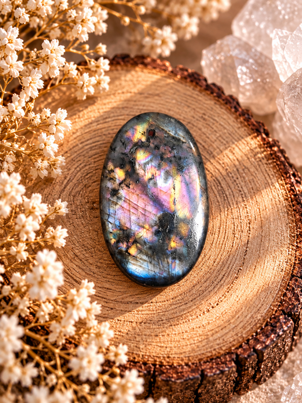 Cabochon en labradorite multicolore