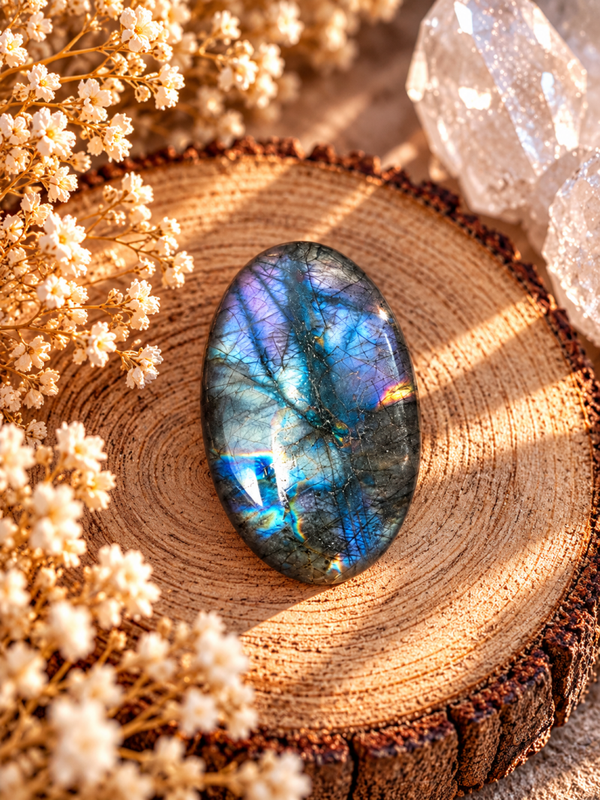 Cabochon en labradorite violette