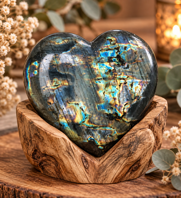 Coeur en labradorite grise