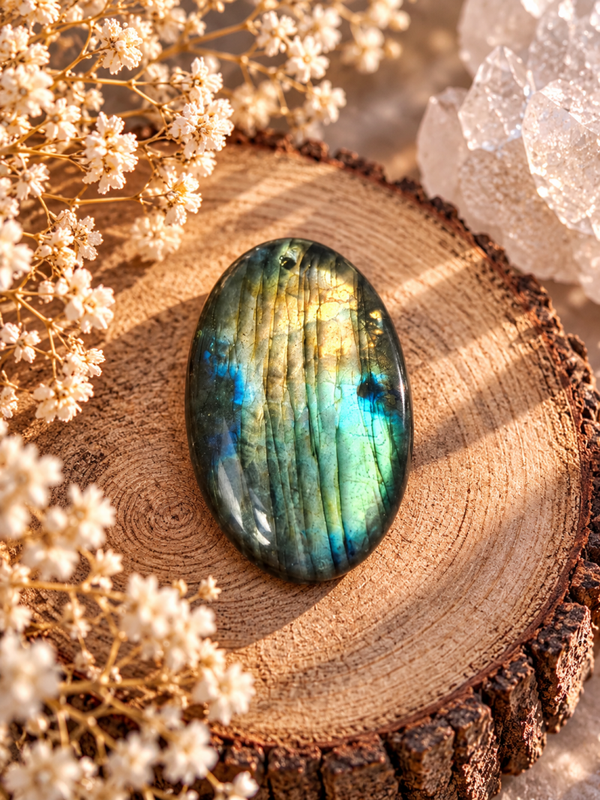 Cabochon de labradorite bleue / dorée