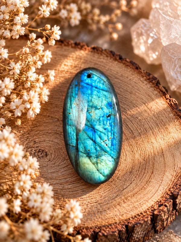 Cabochon de labradorite bleue