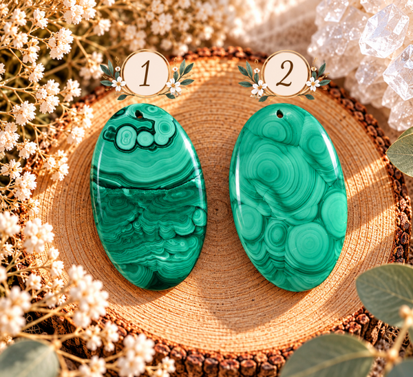 Cabochons XXL en malachite