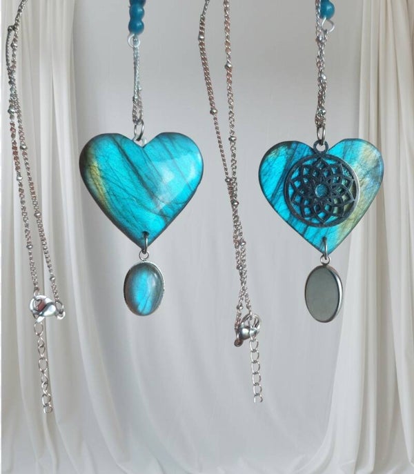 Collier "Amore Blù" en labradorite et apatite bleue
