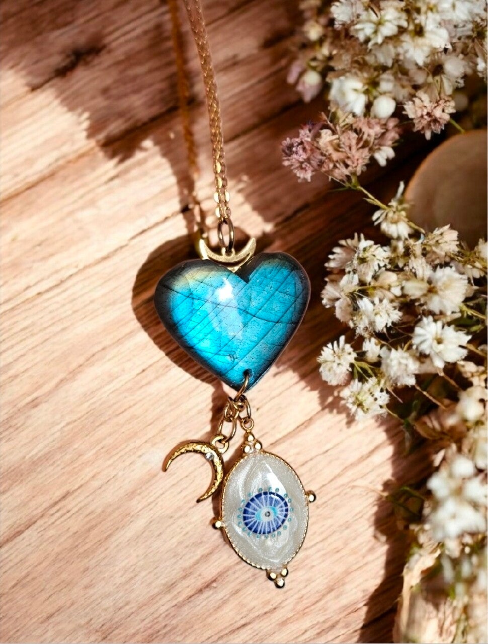 Collier " Lunaris" en labradorite bleue
