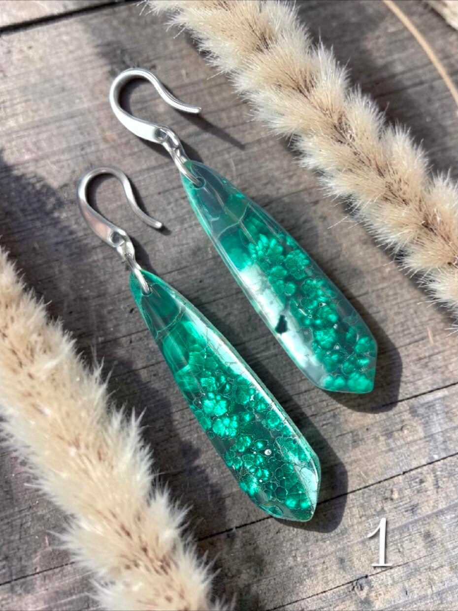 Boucles d'oreilles en malachite