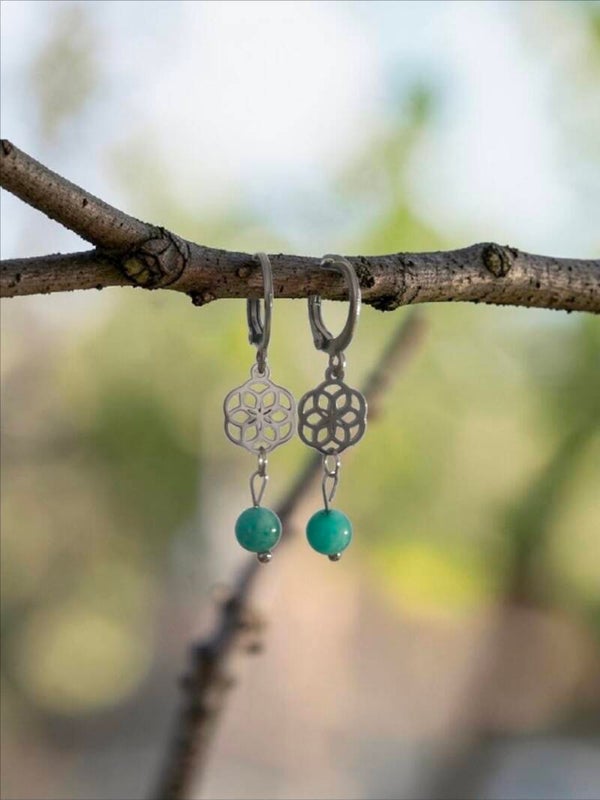 Boucles d'oreilles " Murmure des elfes" en amazonite