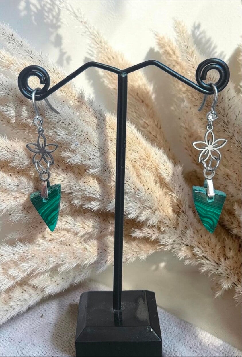 Boucles d'oreilles en malachite