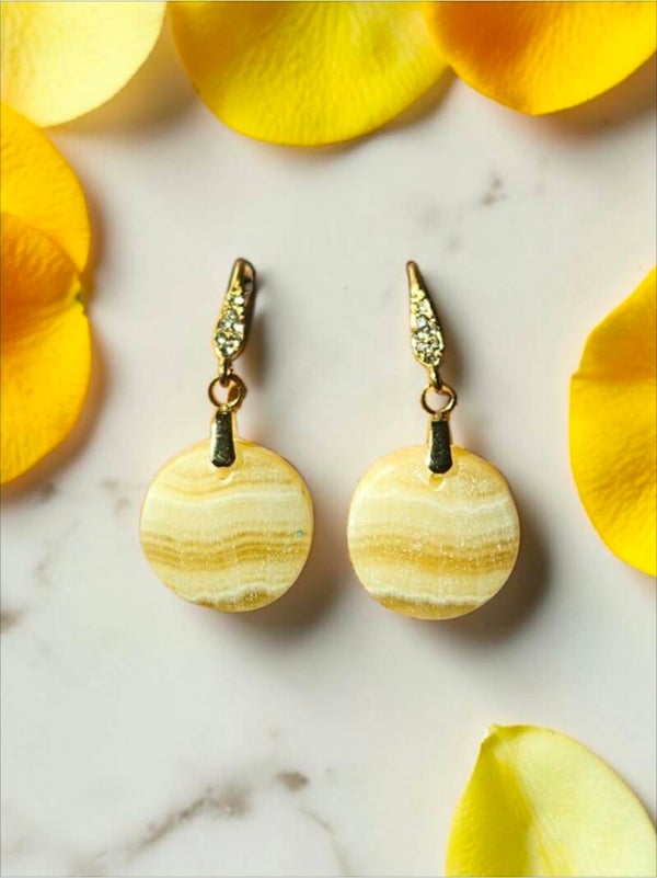 Boucles d'oreilles en calcite jaune