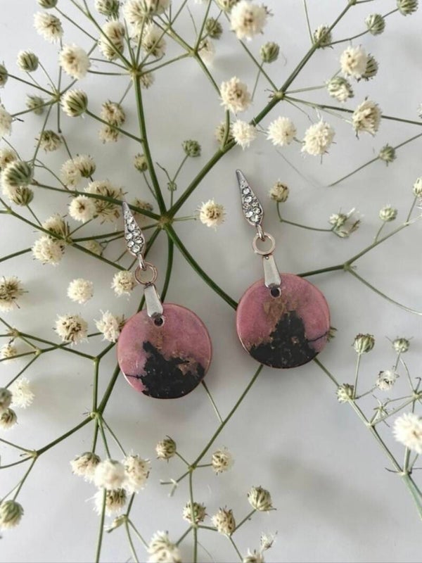 Boucles d'oreilles " " en rhodonite