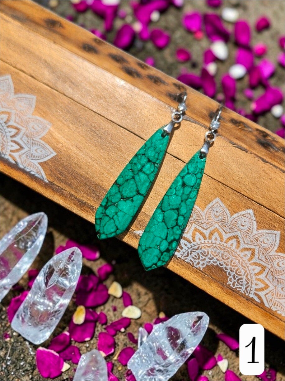 Boucles d'oreilles en malachite
