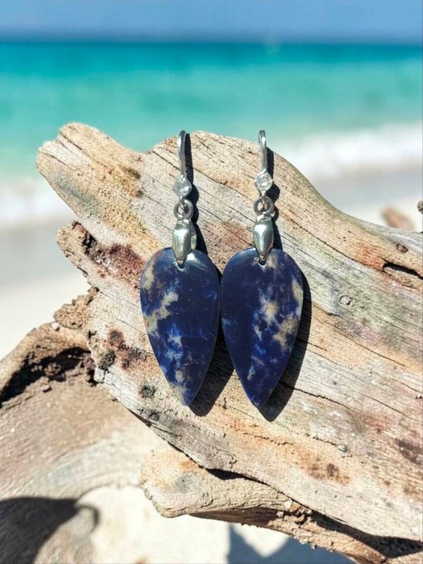 Boucles d'oreilles en sodalite