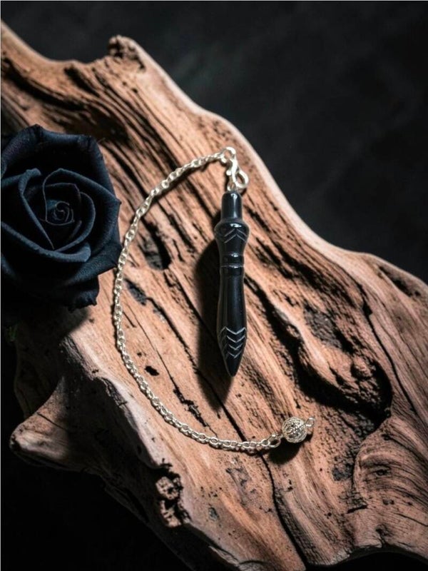 Pendule en obsidienne noire