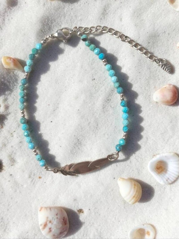 Bracelet "Plume" en turquoise naturelle