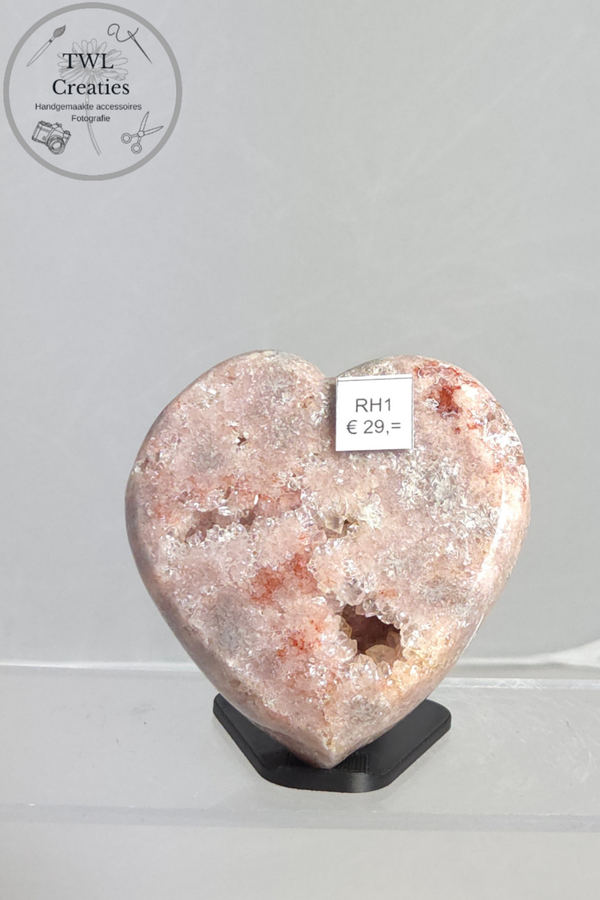 Roze Amethist hart    (RH1)