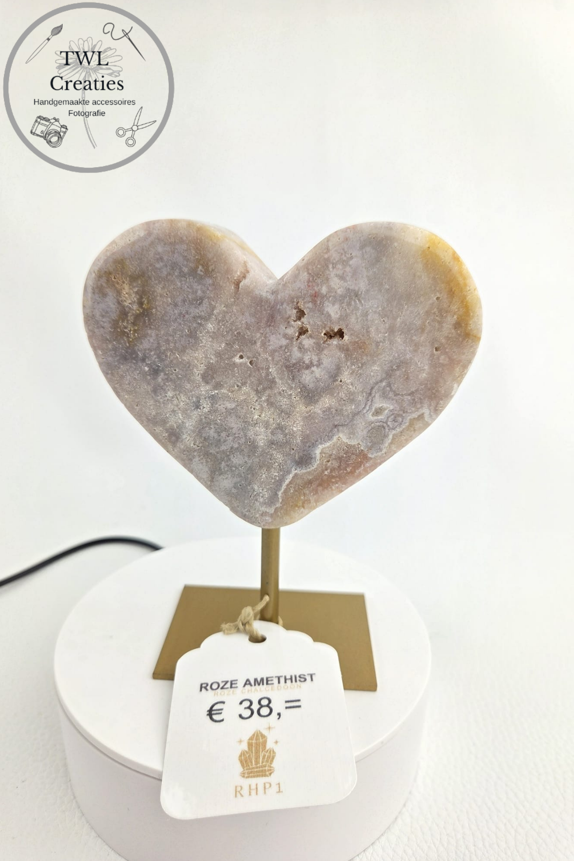 Roze Amethist hart op pin