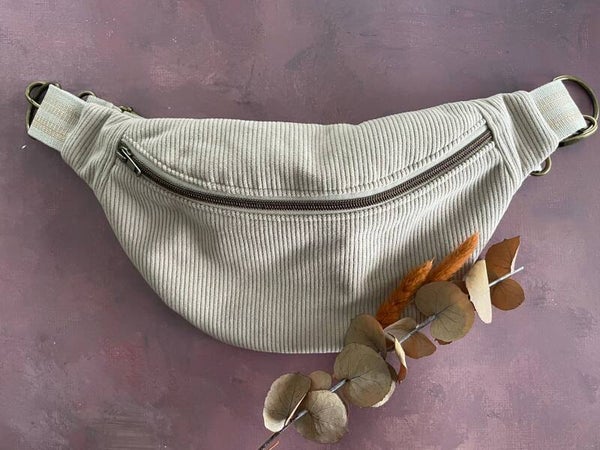 Sac banane - velours côtelé beige