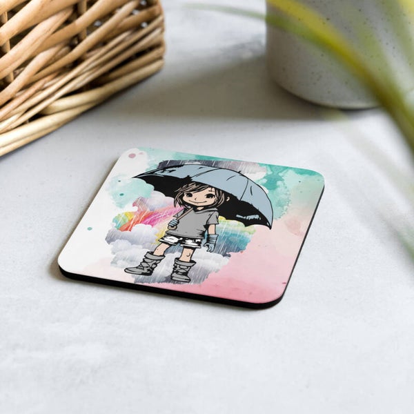 Korkuntersetzer – "Rainy Girl" | 4er Set