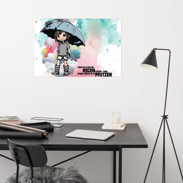 Poster „Rainy Girl“ – Verschiedene Größen, Hintergründe & Sprüche