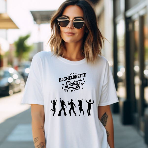 Bachelorette Party Shirt mit tanzender Mädelsgruppe – Perfekt für den JGA