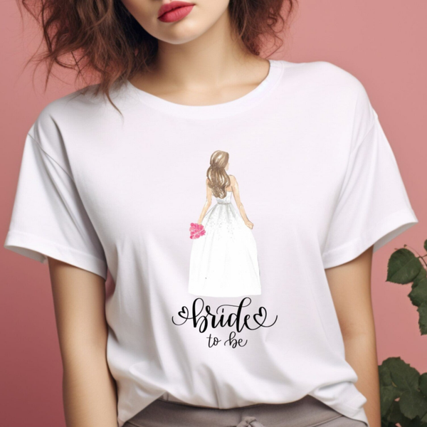 Bride to Be Shirt mit Braut-Motiv & Blumenstrauß – Perfektes JGA T-Shirt