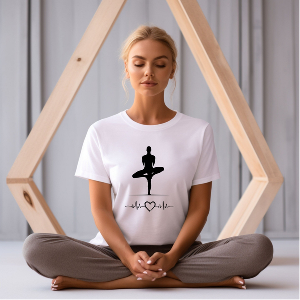 Yoga Shirt mit Asana, Herzschlag & Herzsymbol