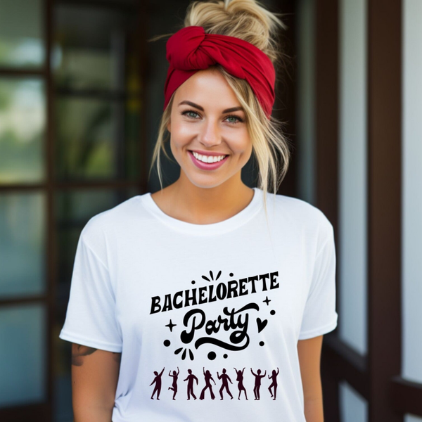 Bachelorette Party Shirt mit 8 tanzenden Personen – T-Shirt für JGA & Partycrew
