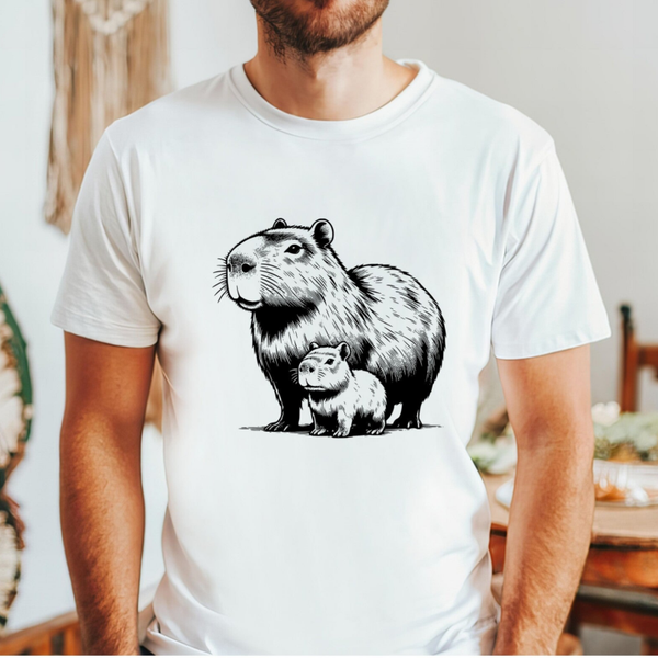 Capybara T-Shirt – Niedliches Tiermotiv mit Capybara & Baby