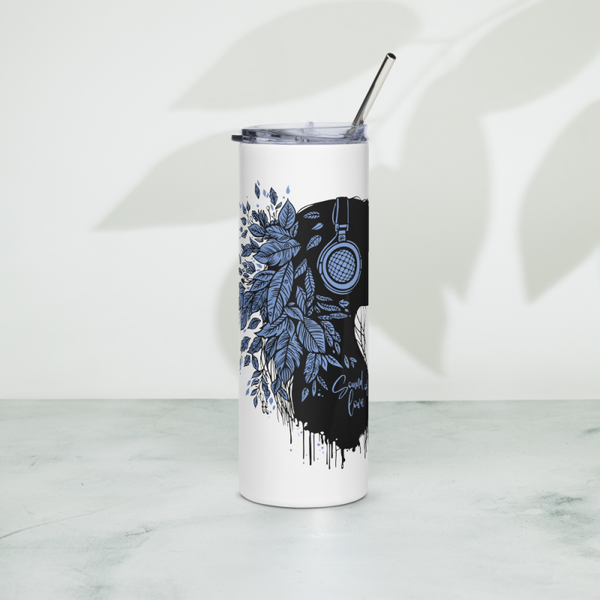 Edelstahl Coffee-to-go-Becher „Sound of Love“ – Thermobecher mit Musikmotiv & Kopfhörern