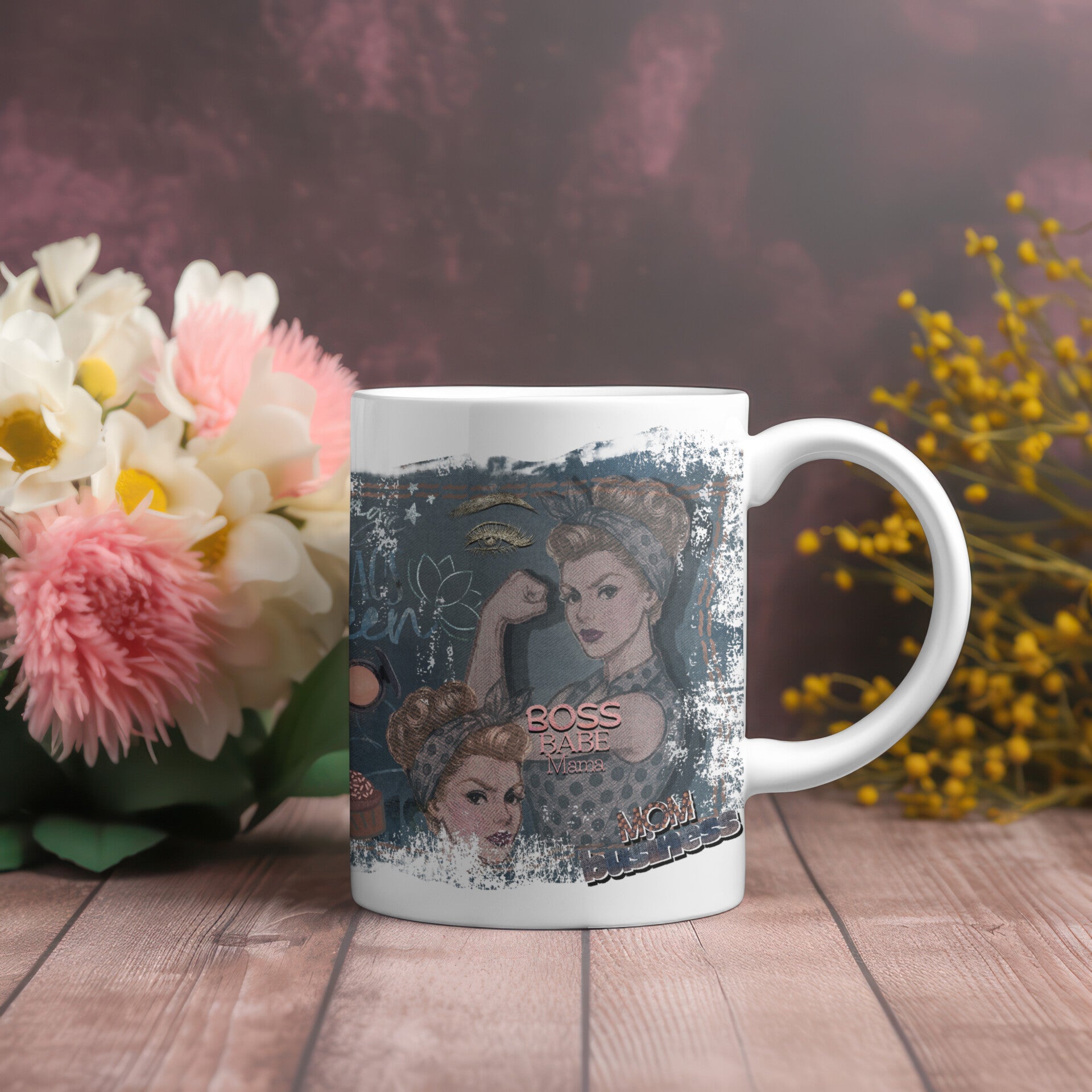 Rockabilly Tasse mit Power Mama – Geschenk für starke Mütter